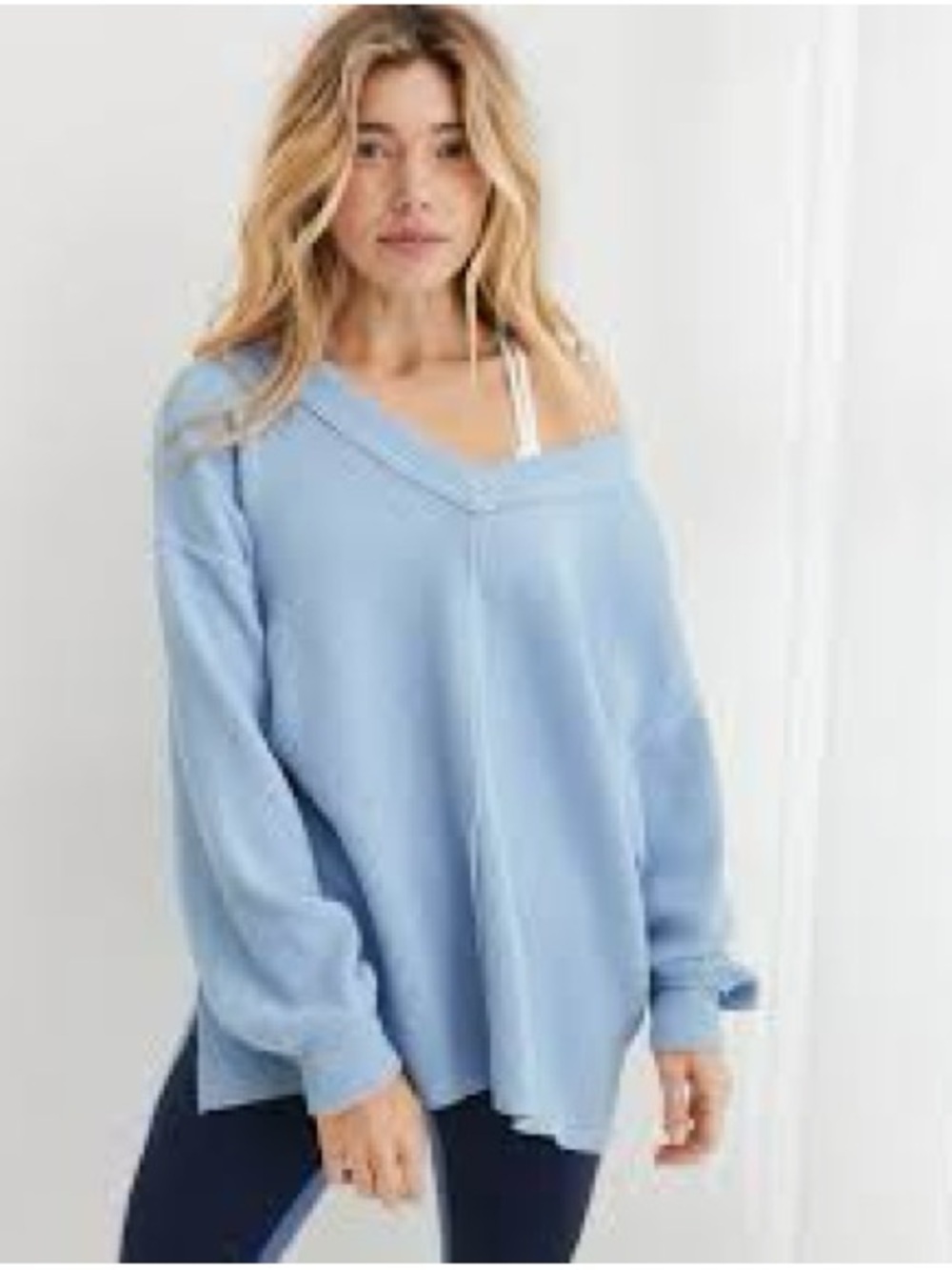 Aerie Wonder Textured V-Neck Sweatshirt